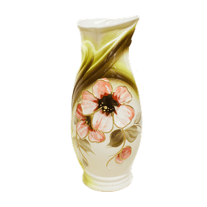 Ваза Вега 30 см Цветы бело-салатовая