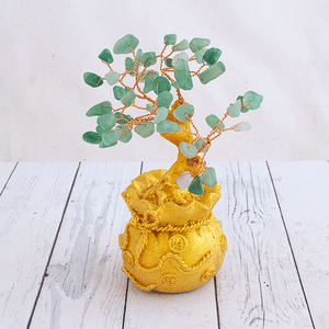 Дерево денежное Авантюрин 15 см в золотом мешке натуральный камень