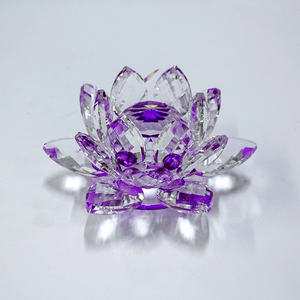 Лотос хрустальный 11 см фиолетовый в подарочной коробке
