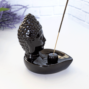 Подставка для благовоний Будда 10х11 см черно - коричневая керамика