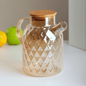 Чайник стеклянный 1,8 л рельефный карамель с перламутром