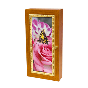 Ключница Прем на 9 крючков 30х25 см Роза розовая с бабочкойь вишня