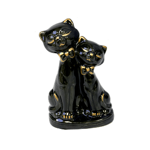 Фигурка Котик с Кошкой 8х13х5 см черная керамика