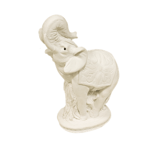 Скульптура Слон хобот вверх 13 см белая полировка полимерный камень