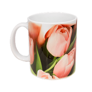 Кружка 8 Марта 10 см Розовые тюльпаны 350 мл