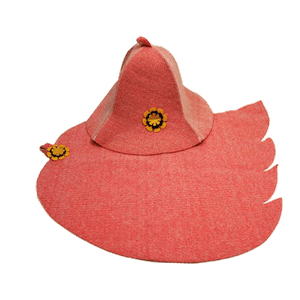 Набор банный женский  шапка, коврик 35см красный