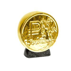 Копилка `Рубль` 19х21х7 см золото керамика