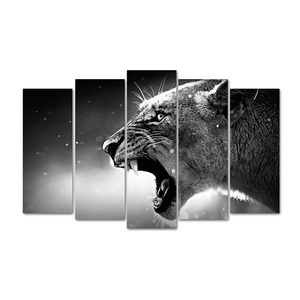 Пятимодуль Ярость львицы 125х80 см черно-белый