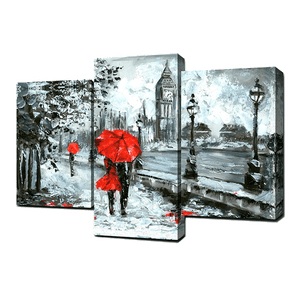 Модульная картина Триптих Лондон Красные зонты 100х65 см