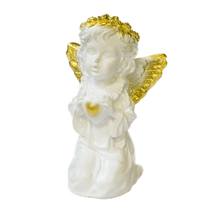Фигурка Ангел с Сердцем 11х18х9 см бело-золотой керамика