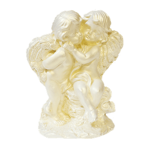 Ангелы Пара на камне 16х21 см белые с перламутром