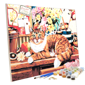 Картина-раскраска Натюрморт с кошкой 40х50см