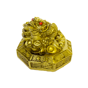 Жаба на багуа на слитке с монетами 6,5х5,5 см под бронзу