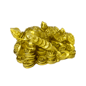 Три Черепахи на слитках золота 11х6 см под бронзу