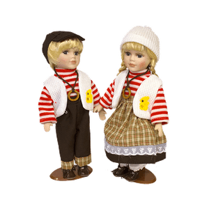 Куклы Мальчик и Девочка 30 см полосатый костюм с белочкой