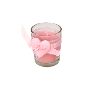 Свеча ароматическая в подсвечнике с сердечком Love 6 см Роза розовая