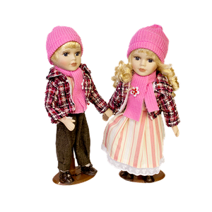 Куклы Мальчик и Девочка 30 см розовый костюм с цветком