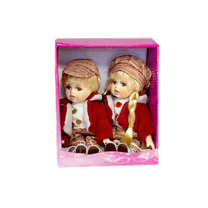 Куклы Мальчик с Девочкой 20 см красно-коричневый костюм
