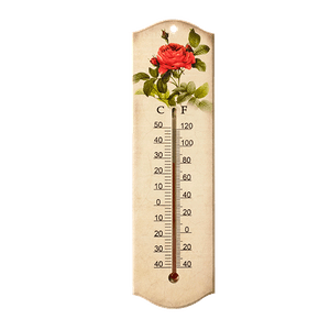 Термометр 7,5х27 см Винтаж Алая роза бежевый