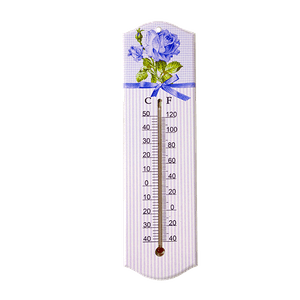 Термометр 7,5х27 см Винтаж Голубые розы бело-голубой