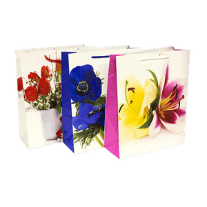 Пакеты подарочные Цветы набор 12 шт - 6 видов 32х26 см в ассорт-те