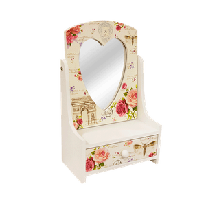 Шкатулка с зеркалом 1 ящичек 14х22 см Комодик Винтаж Розы Триумфальная арка белая