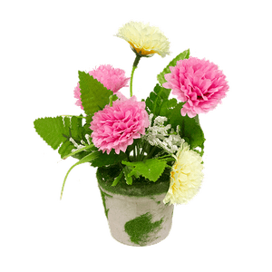 Цветы искусственные Хризантемы 19 см бело-розовые
