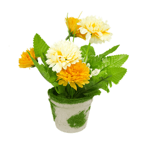 Цветы искусственные Хризантемы 19 см бело-оранжевые
