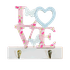 Ключница Вешалка на стену Love на 2 крючка 20х19 см розовая