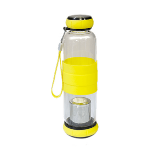 Бутылочка с ситечком для горячих напитков 24 см желтая жаропрочное стекло
