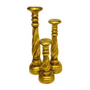 Подсвечник Витой Н-р3шт 50(40,30)см Gold Antic резьба дерево