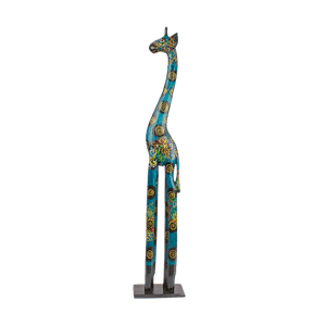 Жираф 100см сине-чёрный роспись дерево албезия
