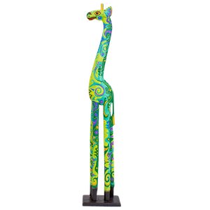 Жираф 100см салатово-зелёный роспись дерево албезия