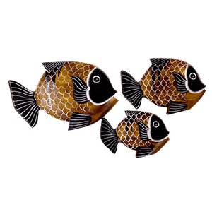 Рыбки Настенные украшения Набор 3 шт 20,16,14 см коричнево-черные албезия
