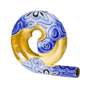 Диджериду гнутый музыкальный инструмент 33 см синий узор тик