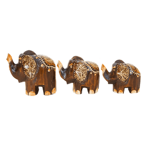 Слоны Семья 10,8,7 см роспись мазками коричневые албезия