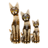 Кошки Семья 50,40,30 см инкрустация ракушками ожерелье узор роспись желтые глазки коричневые