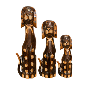Собачки с бантиком Семья 50,40,30 см роспись коричневые албезия