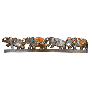 Панно настенное Четыре Слона 100 см инкрустация стеклом абстракция роспись мазками коричнево албезия