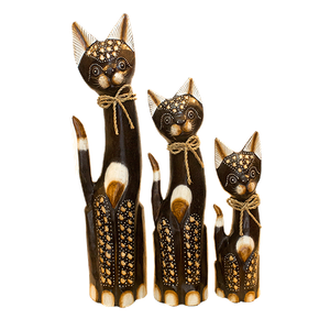 Кошки с бантиком набор 3 шт 50, 40, 30 см резьба дерево албезия