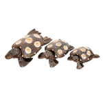 Шкатулки Черепахи набор 3 шт 20,16,12 см крапинка коричнево-белая дерево албезия