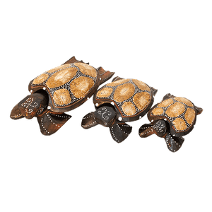 Черепаха шкатулка набор 3 шт 20, 16, 12 см инкрустация коричневая дерево албезия