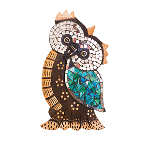 Панно Сова 30 см голубые крылья инкрустация мозаикой албезия