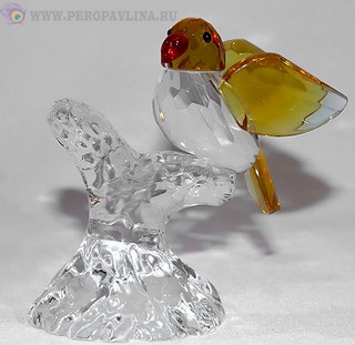 Птичка на ветке 8*9*5см желт хрусталь/60шт
