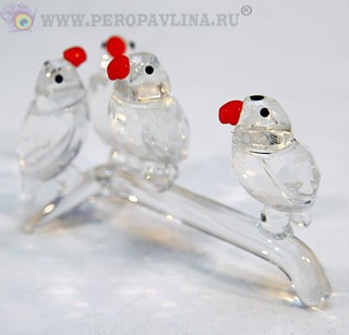 Попугаи+Ветка 9*5,5*4,5см хрусталь/120