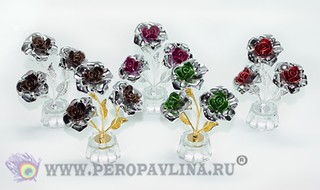 Цветок Роза 3шт 10*12*4см цы асс мет+пласт/180