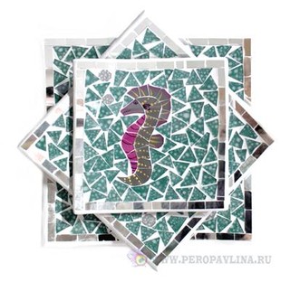 Блюдо н-р3шт Мозайка Морск кон. 30*30*9см глина/20