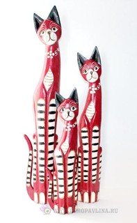 Кошки н-р3шт (99,78,59)*47*7см красн_бел дер