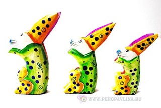 Кролики н-р3шт 8,5*(14,12.5,11)*8см цв асс дерево