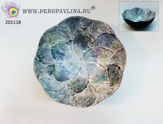 Тарелка Цветок25*10*25 перламутр голубой